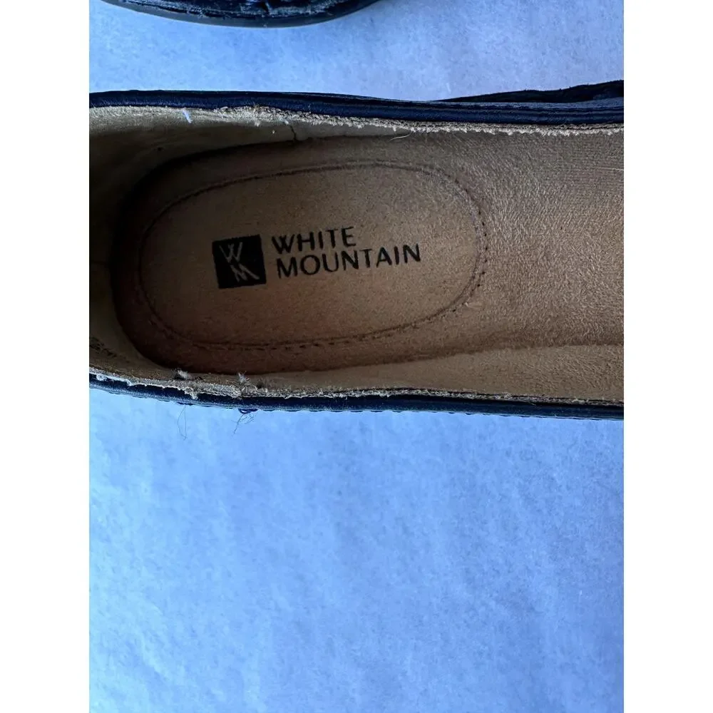NEW White Mountain Lovestory Love Story Navy Flats 8.5M Leather Classic Comfort